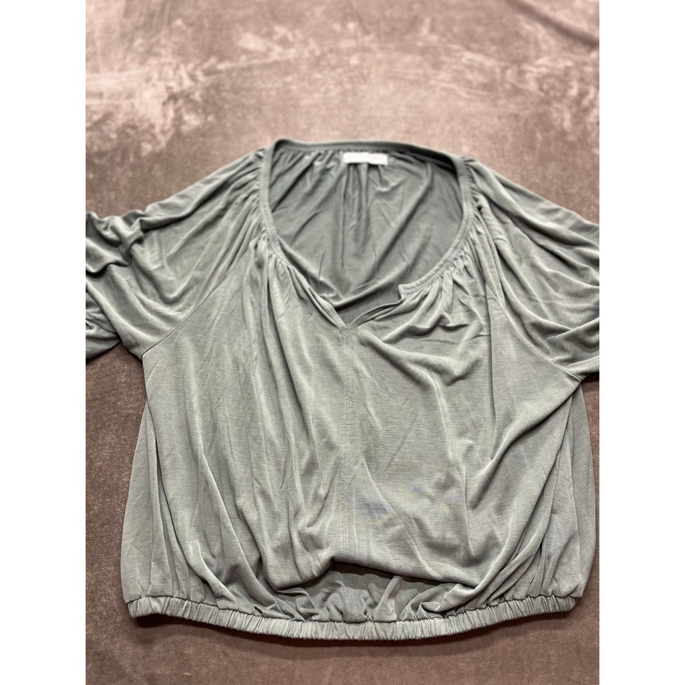 Lucky Brand Sage Green Short Sleeve V-Neck Blouse